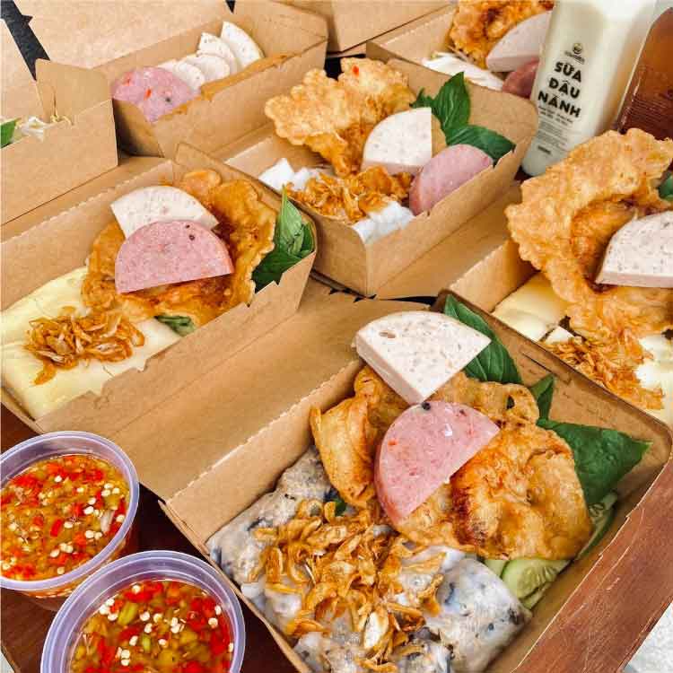 in hộp giấy đựng bánh cuốn gạo 