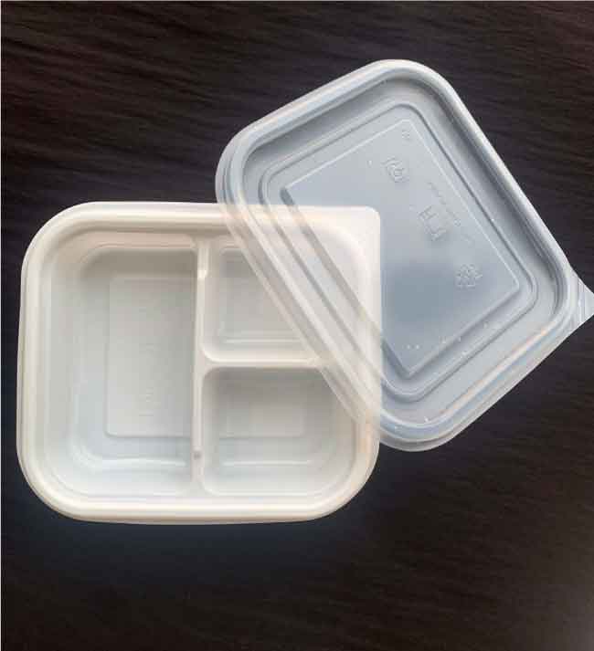 Hộp nhựa đựng cơm 3 ngăn trắng sữa