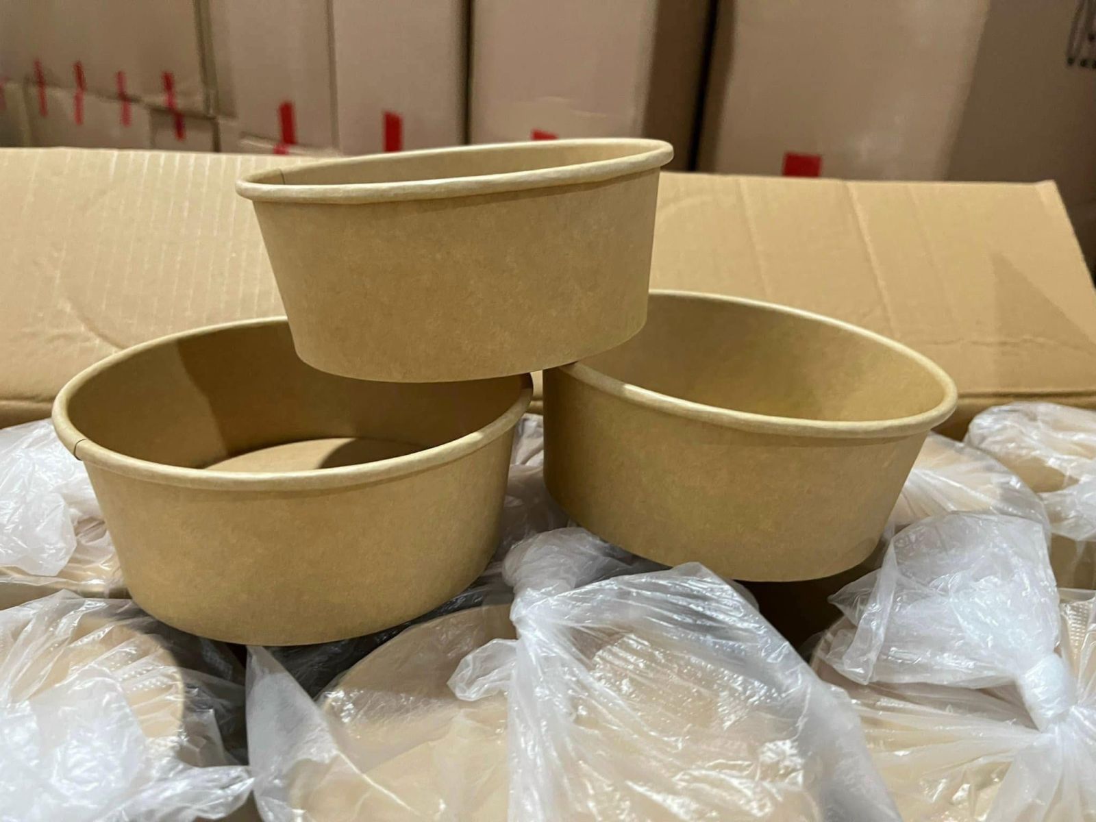 tô giấy nâu 1000ml nắp pp