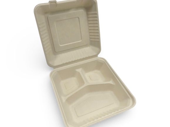 Hộp Bã Mía 3 Ngăn Đựng Cơm 1000ml Take Away 