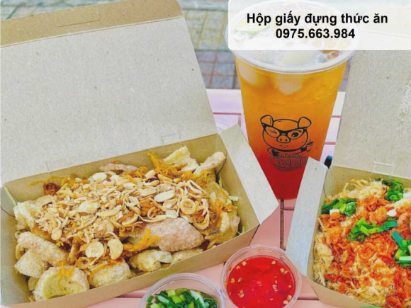 Hộp giấy đựng thực phẩm kraft 1600ml